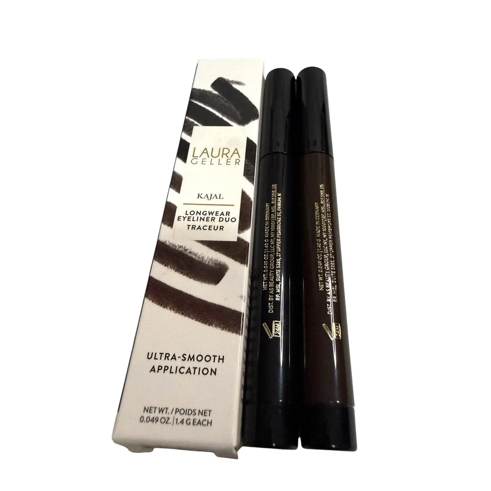 Laura Geller Kajal Longwear Eyeliner Duo Ultra Smooth Deep Black And Smoky Taupe